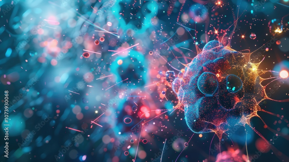 Futuristic Digital Representation of Immune System with Vitamin Enhancement for Health Concepts Futuristic Digital Representation of Immune System with Vitamin Enhancement for Health Concepts
