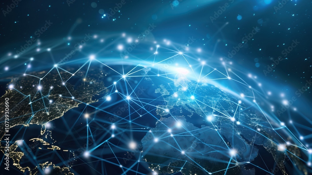 Stunning Digital Global Network Depiction Showing Advanced Artificial Intelligence and Connectivity Stunning Digital Global Network Depiction Showing Advanced Artificial Intelligence and Connectivity