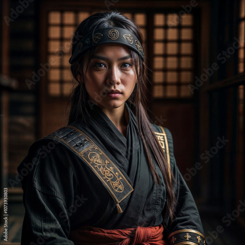 A portrait of a ninja woman