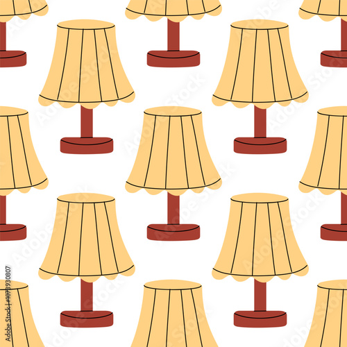 Table lamp. Bedroom night light. Hand drawn vector illustration isolated, modern flat cartoon style.