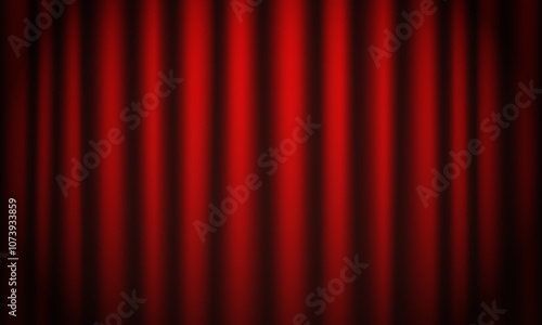  Red theater curtain with folds . Suitable for posters, banners, presentation backgrounds and projects related to theater and shows. Vector background.