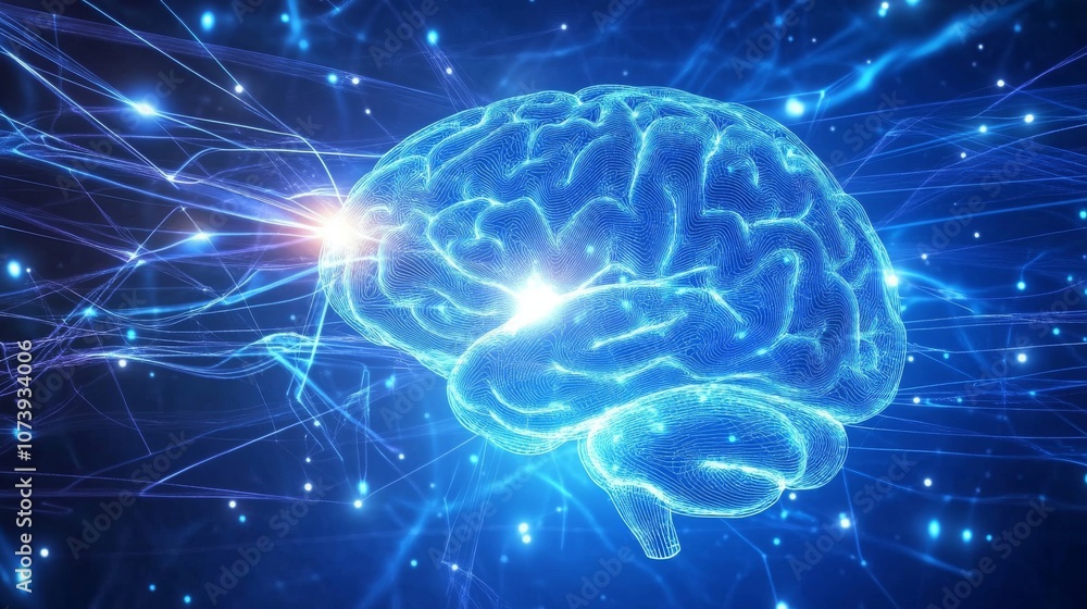 Blue background with brain wave frequency patterns. - Blue background with brain wave frequency patterns. -