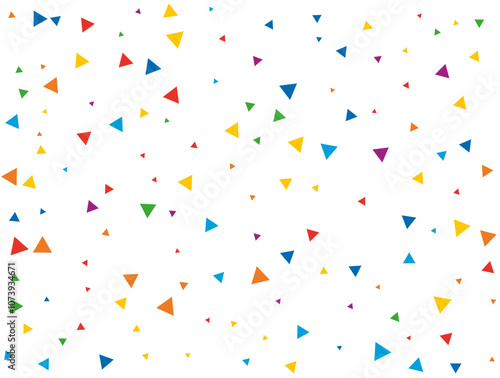 Rainbow Triangular Confetti. Confetti celebration, Falling rainbow abstract decoration for party, birthday celebrate, anniversary or event, festive. Festival decor. Vector illustration.