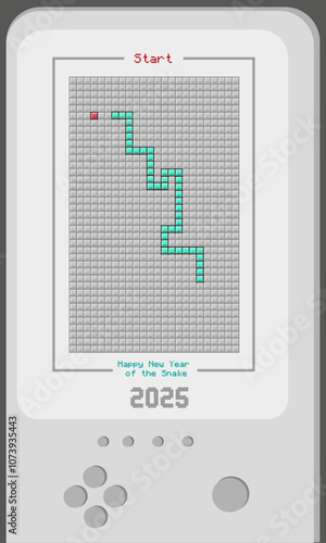 pixelated image of a retro snake game as a symbol of the New Year