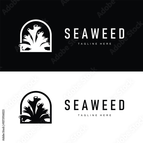 coral logo underwater seaweed plant simple template design marine decoration