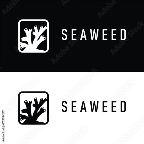 coral logo underwater seaweed plant simple template design marine decoration