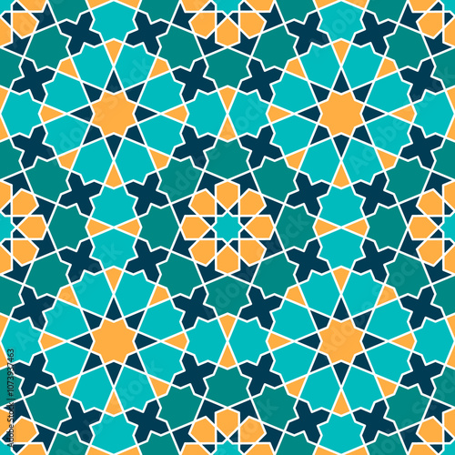 Seamless girih pattern. Traditional Islamic Design. Mosque decoration element. Seamless geometric pattern. Seamless islamic pattern. Background illustration. Morocco seamless pattern.
