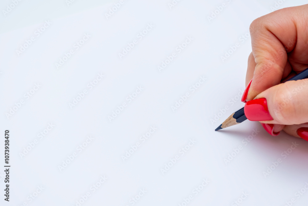 A close-up view of a hand holding a pencil poised above a blank sheet of paper ready for writing or drawing in natural light A close-up view of a hand holding a pencil poised above a blank sheet of paper ready for writing or drawing in natural light