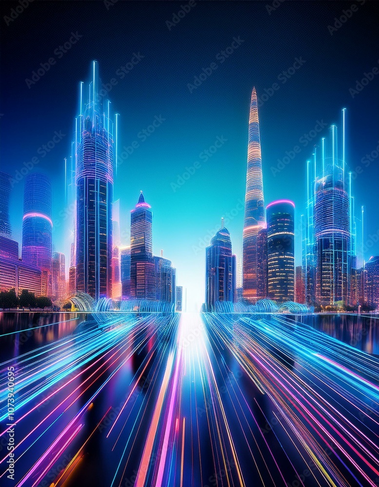 Futuristic City in the Metaverse - A Living, Digital City with Floating Buildings Futuristic City in the Metaverse - A Living, Digital City with Floating Buildings