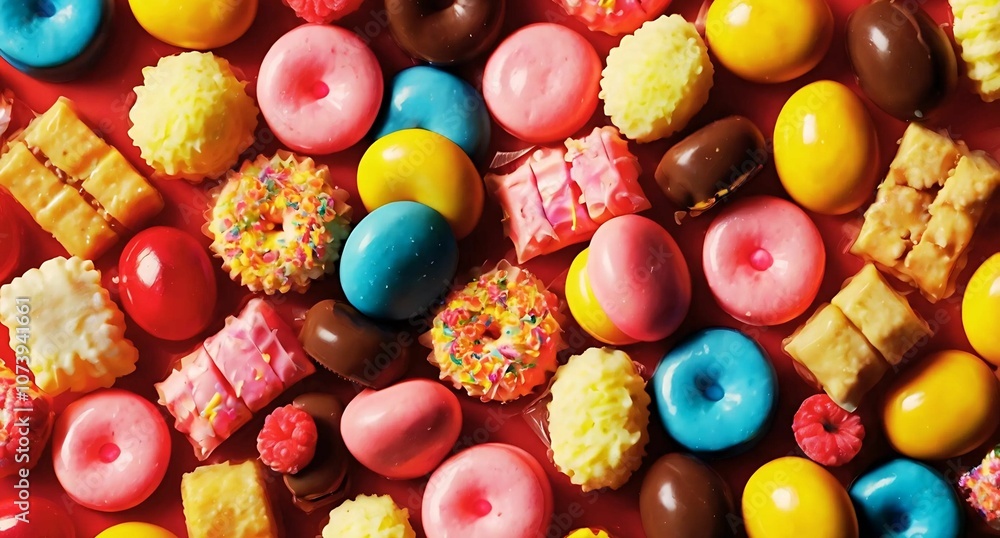 multi coloured cakes and chocolate background multi coloured cakes and chocolate background