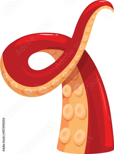 Cartoon illustration of a giant pacific octopus tentacle curling and reaching out on a white background