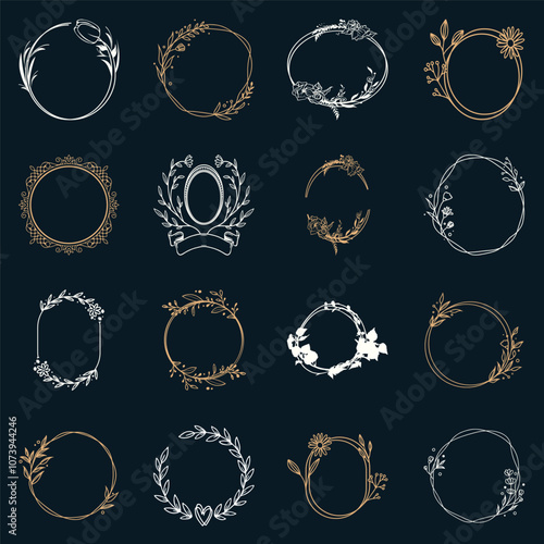 Wedding monogram logo templates collection