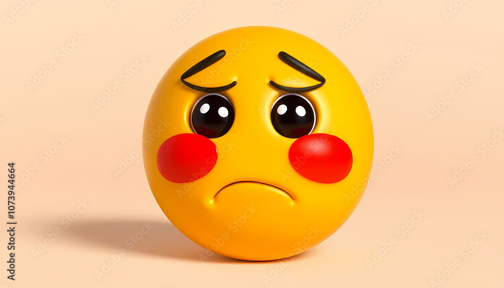Fototapeta premium 3D Flushed Face Emoji