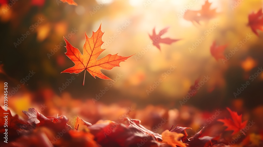 Flying autumn maple leaves isolated on warm autumn background Flying autumn maple leaves isolated on warm autumn background