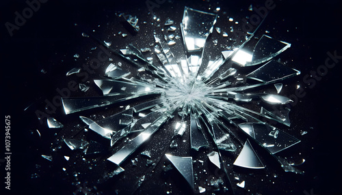 Shattered Mirror on Black Background