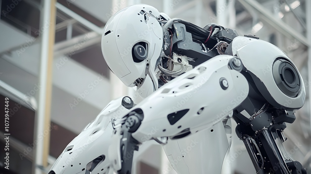 Fototapeta premium Futuristic robots used in building maintenance