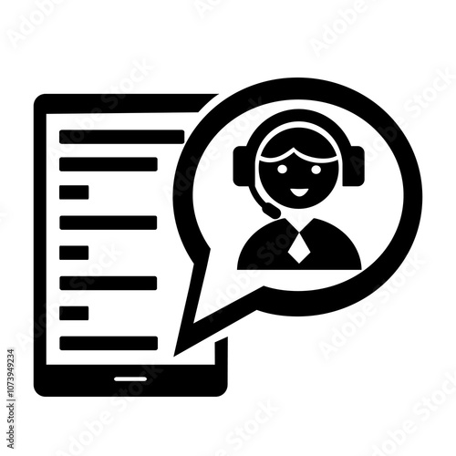 Vector illustration, logo, web icon of the support service operator. Chat, message. Isolated on a white background.