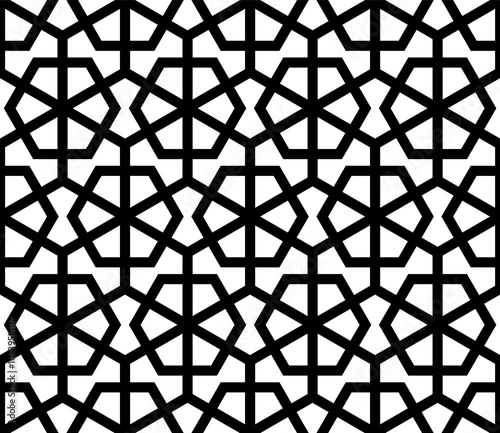 Seamless geometric pattern. Background girih illustration. Seamless girih pattern. Traditional Islamic Design. Mosque decoration element. Morocco seamless pattern. photo