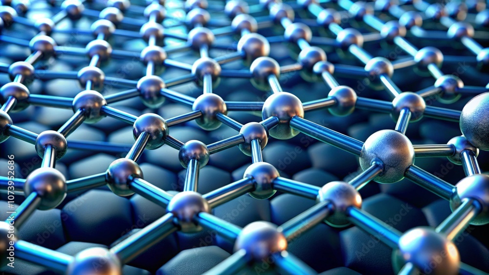 An ultra-close-up of carbon-based nanotechnology molecules, arranged in a hexagonal honeycomb structure, designed for ultra-lightweight materials An ultra-close-up of carbon-based nanotechnology molecules, arranged in a hexagonal honeycomb structure, designed for ultra-lightweight materials