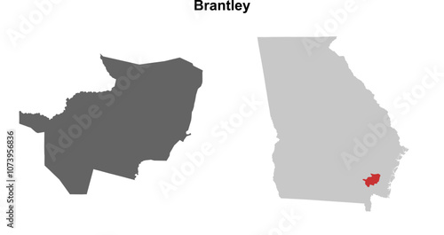 Brantley County (Georgia) blank outline map set