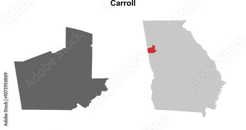 Carroll County (Georgia) blank outline map set