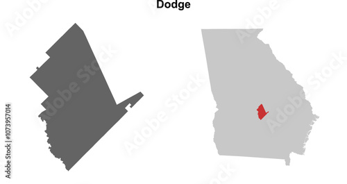 Dodge County (Georgia) blank outline map set