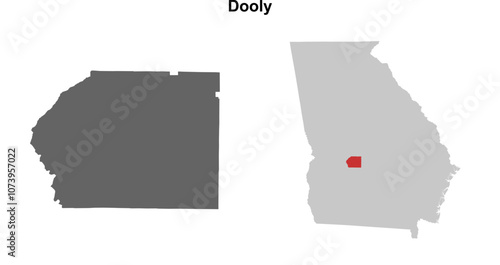 Dooly County (Georgia) blank outline map set