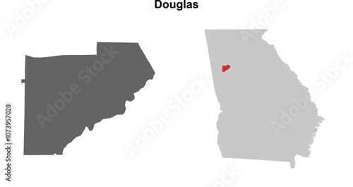 Douglas County (Georgia) blank outline map set