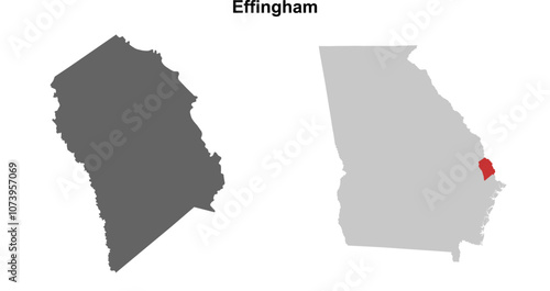 Effingham County (Georgia) blank outline map set