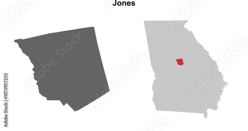 Jones County (Georgia) blank outline map set