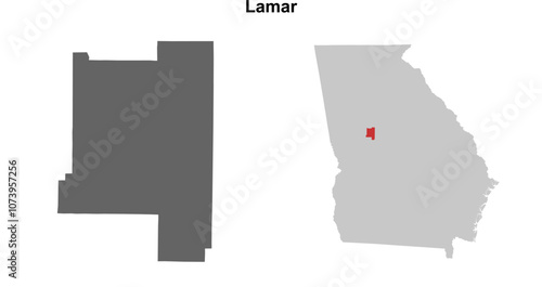 Lamar County (Georgia) blank outline map set