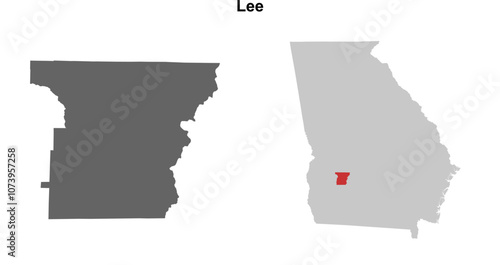 Lee County (Georgia) blank outline map set