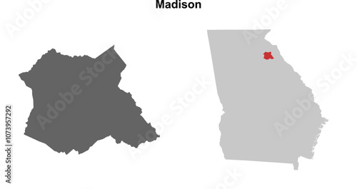 Madison County (Georgia) blank outline map set