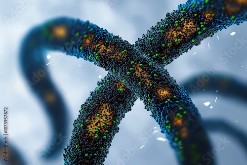 Molecular structures of telomeres undergoing cellular processes in a laboratory photo