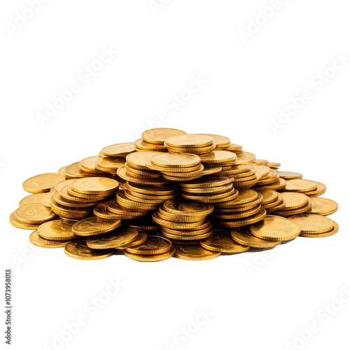 A pile of gold coins isolated on transparent background. Pile of golden coins isolated on transparent background.