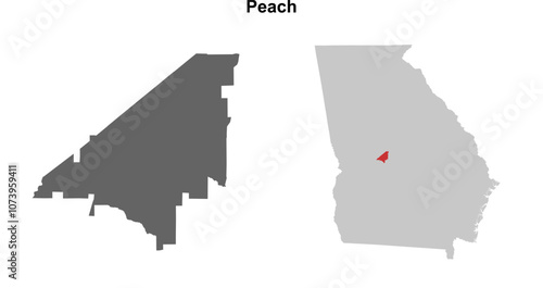 Peach County (Georgia) blank outline map set