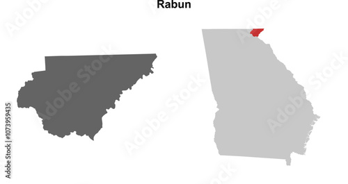 Rabun County (Georgia) blank outline map set