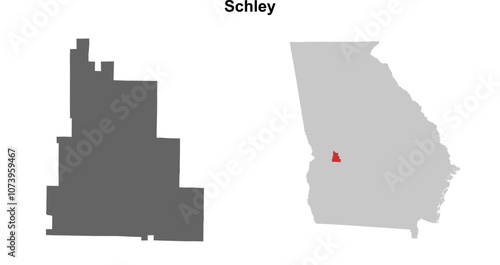 Schley County (Georgia) blank outline map set