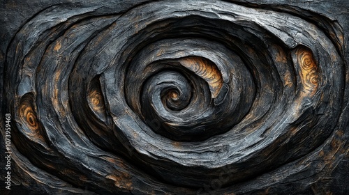 Abstract swirling pattern resembling a shell or geological formation. photo