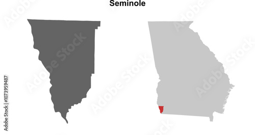 Seminole County (Georgia) blank outline map set