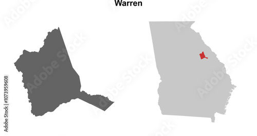 Warren County (Georgia) blank outline map set