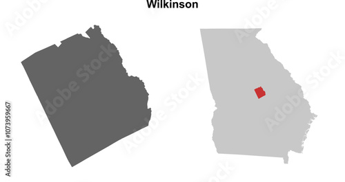 Wilkinson County (Georgia) blank outline map set