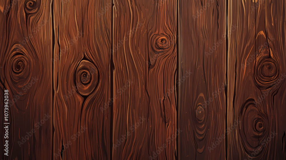 Close-up of rich brown woodgrain with a dark, rustic texture. Rustic. Illustration Close-up of rich brown woodgrain with a dark, rustic texture. Rustic. Illustration