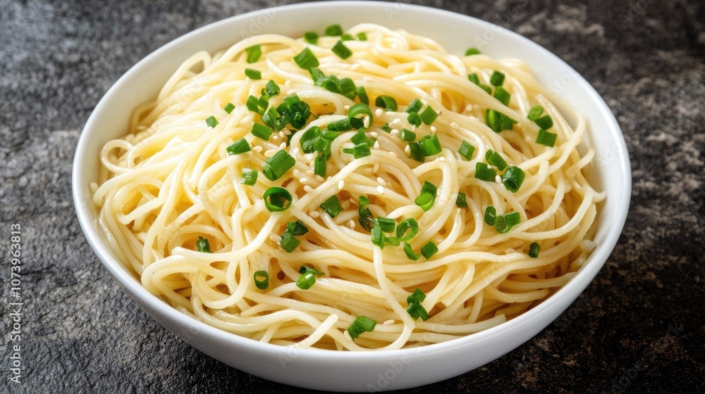 Chinese Sesame Noodles with Garnish in a Bowl Chinese Sesame Noodles with Garnish in a Bowl