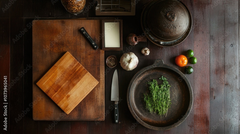 Fototapeta premium Modern Kitchen Countertop with Fresh Ingredients