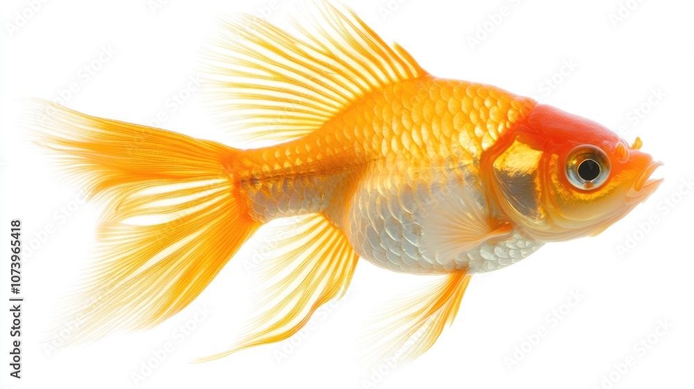 Fototapeta premium Vibrant Goldfish Swimming Gracefully in Clear Water