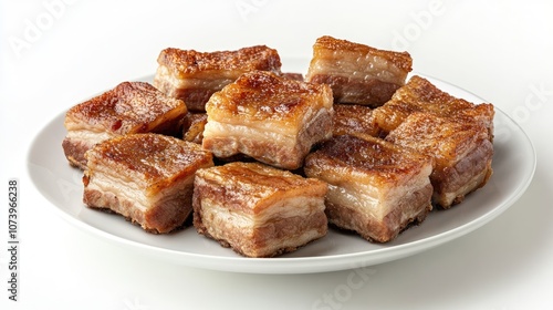 Crispy Pork Belly on a White Plate