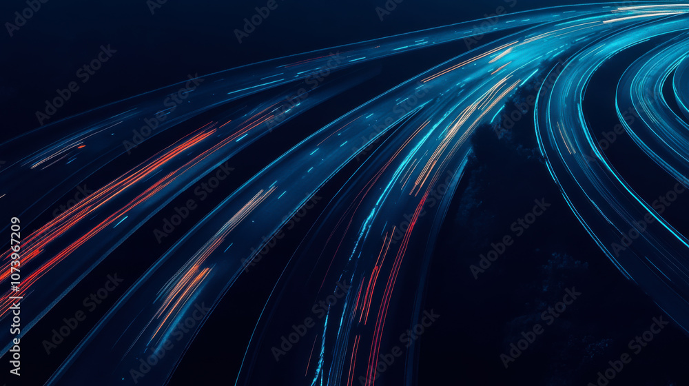 Flowing abstract lines in shades of blue against a dark background create a vivid representation of movement and energy Flowing abstract lines in shades of blue against a dark background create a vivid representation of movement and energy