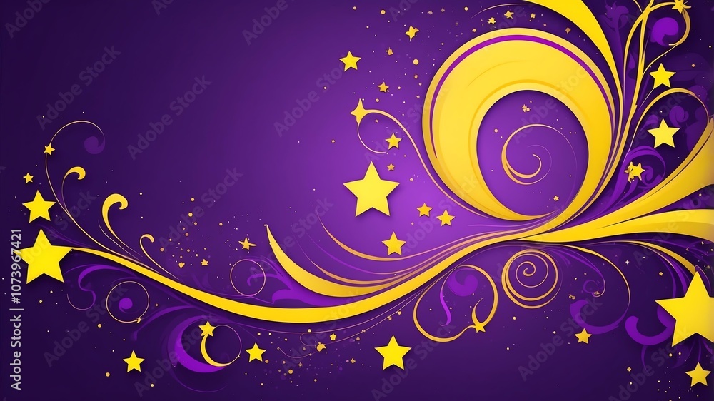 Cute purple and yellow swirls with stars background Cute purple and yellow swirls with stars background