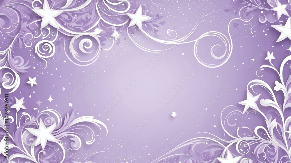 Cute lavender and white swirls with stars background Cute lavender and white swirls with stars background